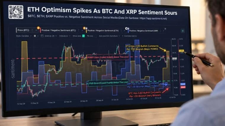 Ethereum yükselirken Bitcoin ve XRP’de duygu “korku”ya döndü